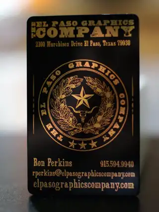 Printed CR-80 plastic business card for El Paso Graphics Company