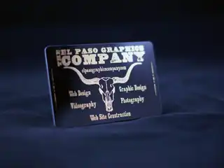 Front of an El Paso Graphics Company CR-80 plastic business card