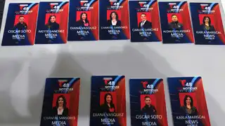 Set of Telenoticias CR-80 media identification cards