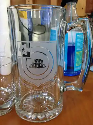 Glass mug etched with U.S. Army 41st unit artwork