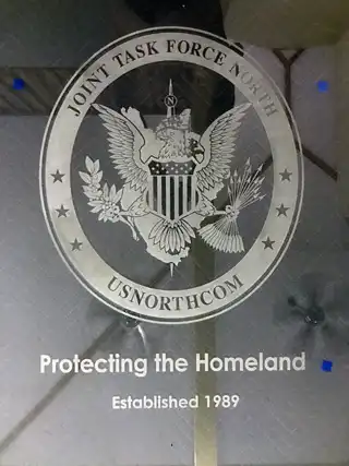 Joint Task Force North architectural glass etching — view 2