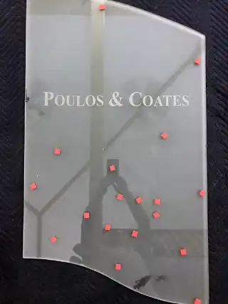Poulos & Coates commercial door-glass etching — view 3