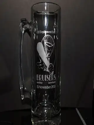Completed glass etching featuring U.S. Army Bruisers artwork