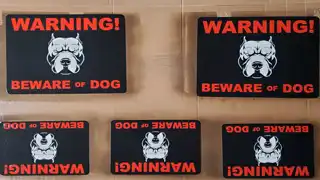 Buddy custom “Beware of Dog” sign, view 2