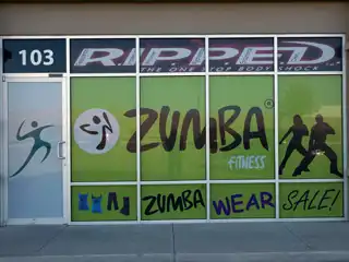 Custom Zumba Fitness storefront window graphics