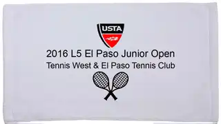 Custom tournament towels for the El Paso Tennis and Swim Club L5 Junior Open